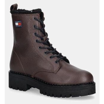 δερμάτινες μπότες tommy jeans tjw urban