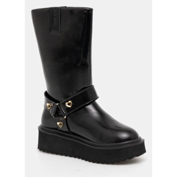 δερμάτινες μπότες love moschino