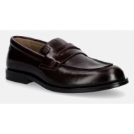  δερμάτινα μοκασίνια calvin klein ess rubber penny loafer pol lth