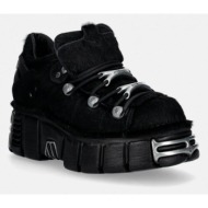  σουέτ sneakers new rock pelo negro, tower negro acero + lateral + p