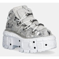  δερμάτινα sneakers new rock pelo calvas blanco plata, tank blanco torn