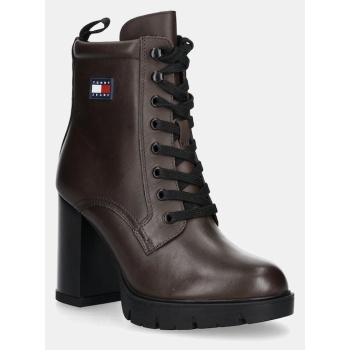 δερμάτινες μπότες tommy jeans tjw heel