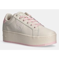  δερμάτινα sneakers tommy jeans tjw flatform ess