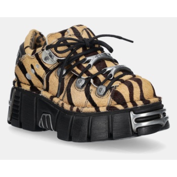 δερμάτινα sneakers new rock pelo cebra