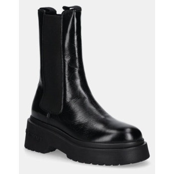δερμάτινες μπότες tommy jeans chunky