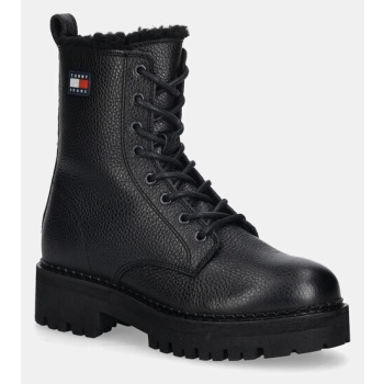 δερμάτινες μπότες tommy jeans tjw urban