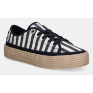  πάνινα παπούτσια tommy hilfiger vulc rope sneaker ithaca