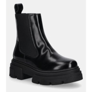  δερμάτινες μπότες τσέλσι tommy hilfiger th shiny leather chelsea