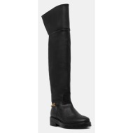  δερμάτινες μπότες tommy hilfiger th horsebit riding overknee boot