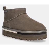  μπότες χιονιού σουέτ tommy jeans tjw flatform snow boot suede