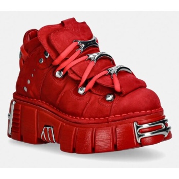 σουέτ sneakers new rock nobuck rojo