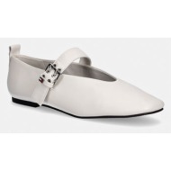  tommy jeans μπαλαρίνες δερμάτινες tjw ballerina buckle