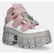  new rock μποτάκια γυναικεία vegan blanco ,ecobar rosa, tank casco p