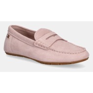  μοκασίνια σουέτ tommy hilfiger flag soft suede driver loafer
