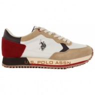  u.s. polo assn παπουτσια sneakers cleef001a μπεζ-λευκο-κοκκινο
