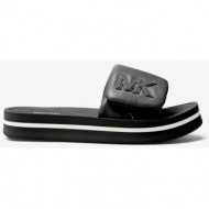  michael kors παπουτσια παντοφλες μκ platform slide print logo μαυρο