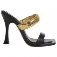  schutz παπουτσια mules xρυσο λουρακι μαυρο