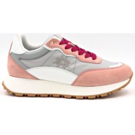  la martina παπουτσια sneakers σουετ λεπτομερειες logo ροζ/γκρι/λευκο