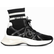  pinko παπουτσια αθλητικα sneaker ariel 05 mid sneaker knit/leather μαυρο