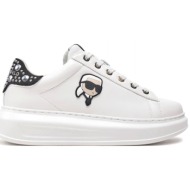  karl lagerfeld παπουτσια sneakers kapri μεταλλικες λεπτομεριες logo λευκο