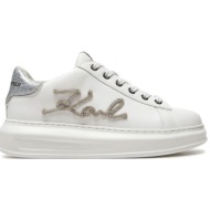  karl lagerfeld παπουτσια sneakers signia rhinestone lo στρας logo λευκο /ασημι