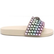  kurt geiger παπουτσια παντοφλες meena eagle jewel μεταλλικες πετρες πολυχρωμες logo μπεζ