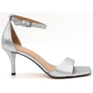  michael kors παπουτσια πεδιλα jaida heeled sandal glitter logo ασημι
