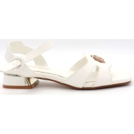  laura biagiotti παπουτσια πεδιλα μεταλλικο logo λευκο