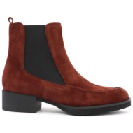  hogl παπουτσια mποτακια σουετ φερμουαρ κοκκινωπο καφε