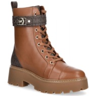  michael kors παπουτσια μποτακια mandy lace up bootie koρδονια φερμουαρ logo tamπα/καφε