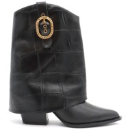  kurt geiger παπουτσια mποτakia fold over ankle boot αναγλυφο σχεδιο logo mayρο