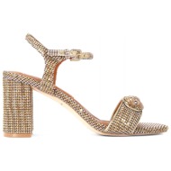  kurt geiger παπουτσια πεδιλα kensington langley metaλλικα στρας logo mπεζ/χρυσο