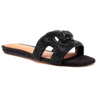  kurt geiger παπουτσια παντοφλες eagle cut out flat sdl dr σουετ στρας logo mαυρο