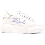 karl lagerfeld παπουτσια sneakers kreeper lo anaγλυφο logo λευκο/λιλα