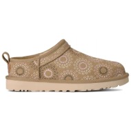  ugg παπουτσια παντοφλες classic micro logo stitch αναγλυφα σχεδια logo πολυχρωμο/μπεζ