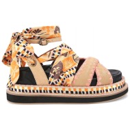  kurt geiger παπουτσια πεδιλα οrson cross scarf sdl σουετ logo μπεζ/πολυχρωμο