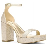  michael kors παπουτσια πεδιλα merriam platform sandal γκλιτερ logo χρυσο