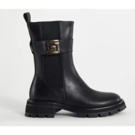  gaudi γυναικείο μποτάκι δερμάτινο με μεταλλικές λεπτομέρειες μαύρο