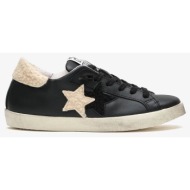  2 star γυναικεία δερμάτινα low sneakers prime star σε μαύρο