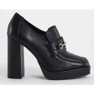  gaudi γυναικεία loafers με πλατφόρμα και ψηλό τακούνι μαύρα