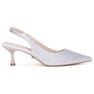  twenty four haitch γυναικείες slingback γόβες με strass και kitten heel