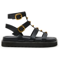  ateneo 51307-01 δερμάτινο σανδάλι μαύρο