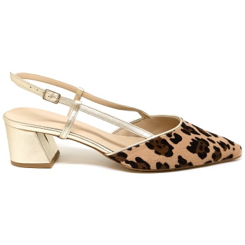 bigshoes mx22136 δερμάτινη γόβα χρυσό