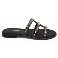  bigshoes ga0216-01 δερμάτινη παντόφλα μαύρο