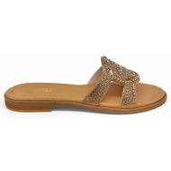  bigshoes ga0208-06 δερμάτινη παντόφλα ροζ χρυσό