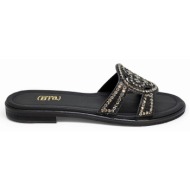  bigshoes ga0208-01 δερμάτινη παντόφλα μαύρο