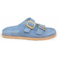  bigshoes ga0303-11 δερμάτινη παντόφλα σιέλ