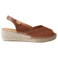  toni pons bernia-05 δερμάτινη πλατφόρμα peep toe 5cm καφέ