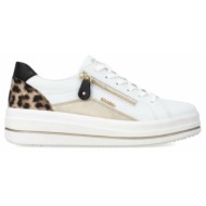  remonte d1c01-85 ανατομικό δερμάτινο sneaker λευκό / λεοπάρ