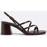  stradivarius wide fit. σανδάλια με φαρδύ τακούνι καφέ 39